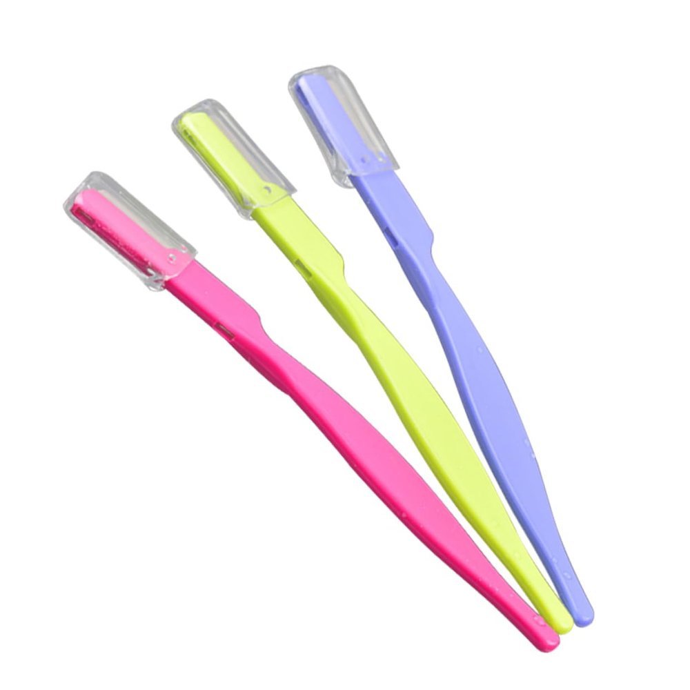 PACKOVE 3pcs Stainless Steel Eyebrow Razor Mens Brow Trimmer Portable Brow Scissors Eyebrow Shaper Kit Facial Tools