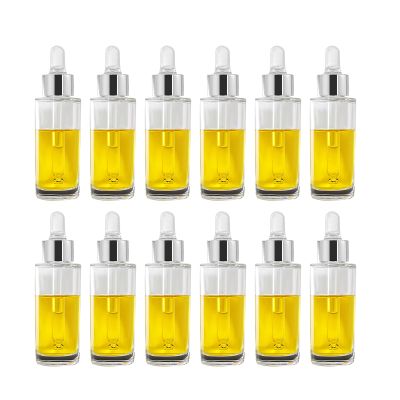 30ml Inverted Cone Glass Dropper Bottles with Aluminum-clad Dropper Cap with Glass Pipette with Threaded 20/410 for Essential Oils, Leak Proof Travel Bottles, Set of 12 (Silver white)