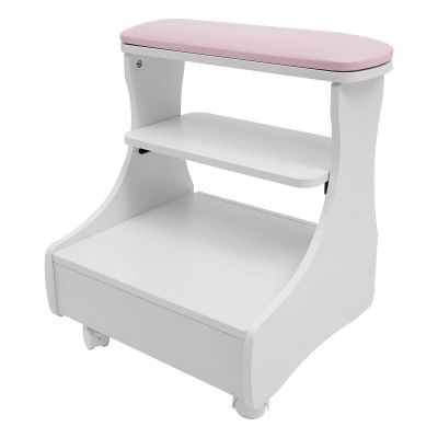 Ageanbri Pedicure Foot Bath Trolley with Wheels, Manicure Foot Rest Stand, Portable Esthetician Trolley Cart for Beauty Salon or Nail Tech Foot Bath Spa, Foot Massage Station (Pink)
