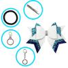 10pcs customizable Large Glitter Hair Bow with Rhinestone Center, 9 x 6.5 inches, White and Turquoise Blue,cheer hair tie view 3