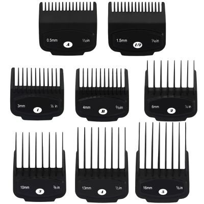 8 Pcs Magnetic Clipper Guards for most Wahl Hair Clippers Cutting Lengths from 1/32" to 5/8" (0.5mm to 16mm)