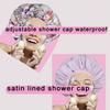 2pcs Genergy Luxury Shower Cap For Women Satin Lined Waterproof Adjustable Baths Bonnet Reusable Extra Large Double Layers And Reversible Elastic Shower Cap view 4