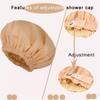 2Pcs Genergy Luxury Satin lined Shower Cap Waterproof Adjustable Baths Bonnet Reusable Extra Large Double Layers and Reversible Elastic Bath Hair Shower Caps for Women view 4