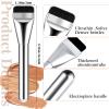 2 PCS Flat Foundation Brush Korean Makeup Brush Spatula Flat Top Facial Brushes for Liquid Foundations Mask Premium Face Brushes for Blending Cream (Black Silver) view 2