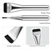 2 PCS Flat Foundation Brush Korean Makeup Brush Spatula Flat Top Facial Brushes for Liquid Foundations Mask Premium Face Brushes for Blending Cream (Black Silver) view 3