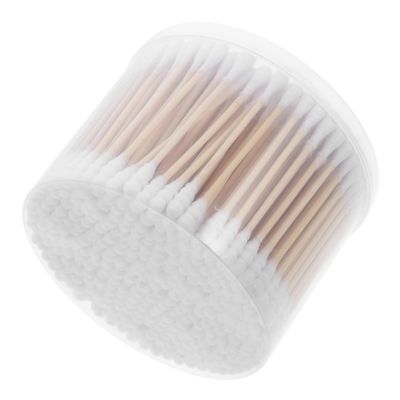Healifty 500 Pcs Double-Headed Cotton Swabs for Baby Ear Cleaning Makeup Removal and Beauty Care Soft Cotton Tips on Biodegradable Wooden Sticks for Travel and Safe Use