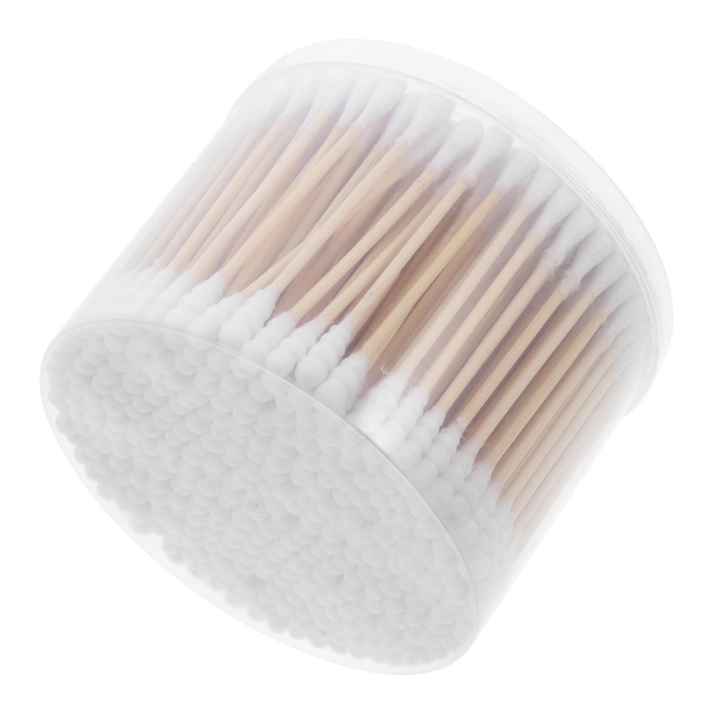 Healifty 500 Pcs Double-Headed Cotton Swabs for Baby Ear Cleaning Makeup Removal and Beauty Care Soft Cotton Tips on Biodegradable Wooden Sticks for Travel and Safe Use