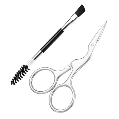 CALLARON 2pcs Eyebrow Scissor Set Women Brow Grooming Brush Comb for Trimming Styling