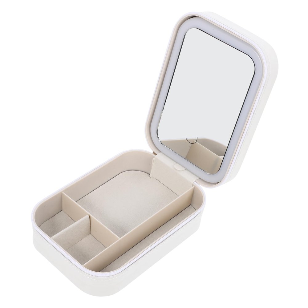 LIFKOME Led Lighted Makeup Organizer Case with Mirror Small Travel Cosmetic Storage Box for Outdoor Use Elegant Design for Neat Storage for Makeup Essentials