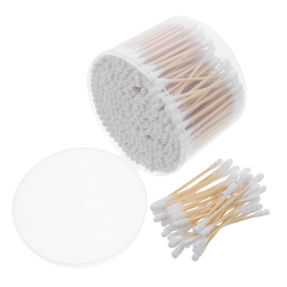 Alipis 500PCS Double-Headed Cotton Swabs for Baby Ear Cleaning Makeup Removal and Cosmetic Use Soft Cotton Tips on Wooden Sticks for Travel and Piercing Aftercare