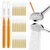20 PCS Shower Head Cleaning Brush Small Hole, Orange Shower Head Cleaner Picks, Anti-Clogging Small Hole Cleaning Brushes for Showerhead Nozzle view 1