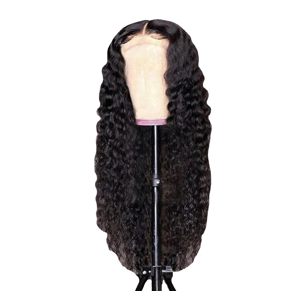 Deep Wave Lace Front Wig - Glueless Pre Plucked HD Lace Frontal Human Hair Wig, 150% Density Curly Water Wave Extension | Comfortable Women Front Curly Extension Suitable For Women