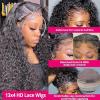 Deep Wave Lace Front Wig - Glueless Pre Plucked HD Lace Frontal Human Hair Wig, 150% Density Curly Water Wave Extension | Comfortable Women Front Curly Extension Suitable For Women view 4