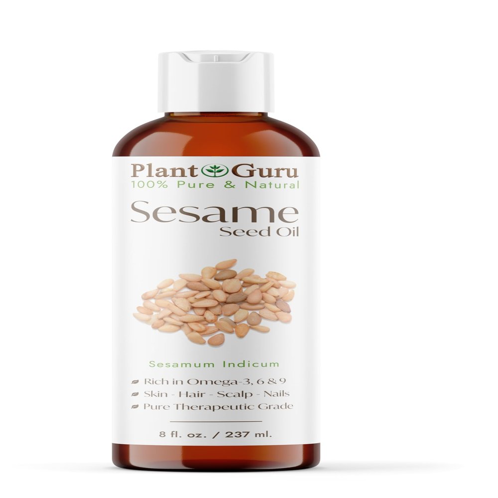 Sesame Seed Oil 8 fl. oz. Cold Pressed, 100% Pure & Natural Carrier for Skin, Face, Body, Hair, and Cooking. Great for DIY Creams, Lotions, and Lip Balms.