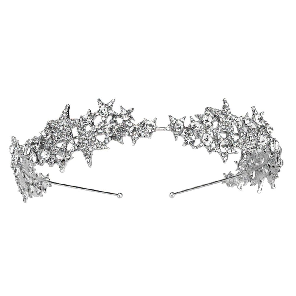 MERRYHAPY Bridal Crowns for Wedding Silver Crown Headpiece Stars Rhinestone Tiara Wedding Dress Accessories