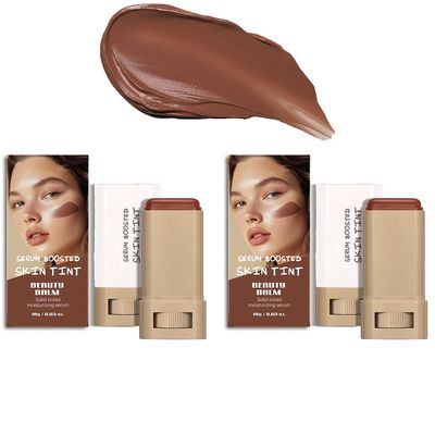 2PCS 3-in-1combining Foundation Stick Beauty Balm Serum Boosted Skin Tint,Solid Tinted Moisturizing Serum Contour Foundation Face for Women,Natural Finish Makeup,Buildable Medium-to-Full Coverage(#02)