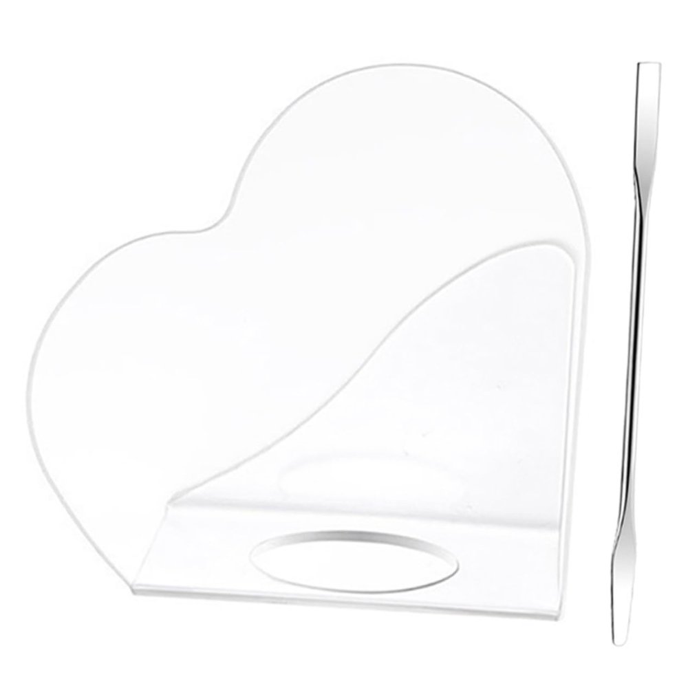 Angoily 1set Heart Shape Acrylic Makeup Palette Tray Spatulas Foundation Mixing Plate for Artists
