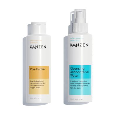 Kanzen Skincare Derma Acne Duo  Complete Skincare Set with Cleansing Water & Pore Purifier for Clearer Skin