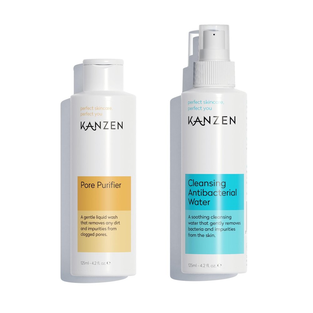 Kanzen Skincare Derma Acne Duo  Complete Skincare Set with Cleansing Water & Pore Purifier for Clearer Skin