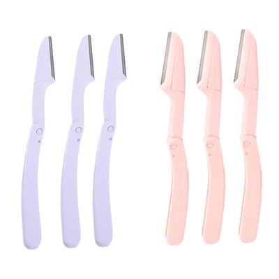 CALLARON 6pcs Professional Eyebrow Razor Trimmer Set Portable Folding Beauty Tools Storage Case Stainless Steel for Women