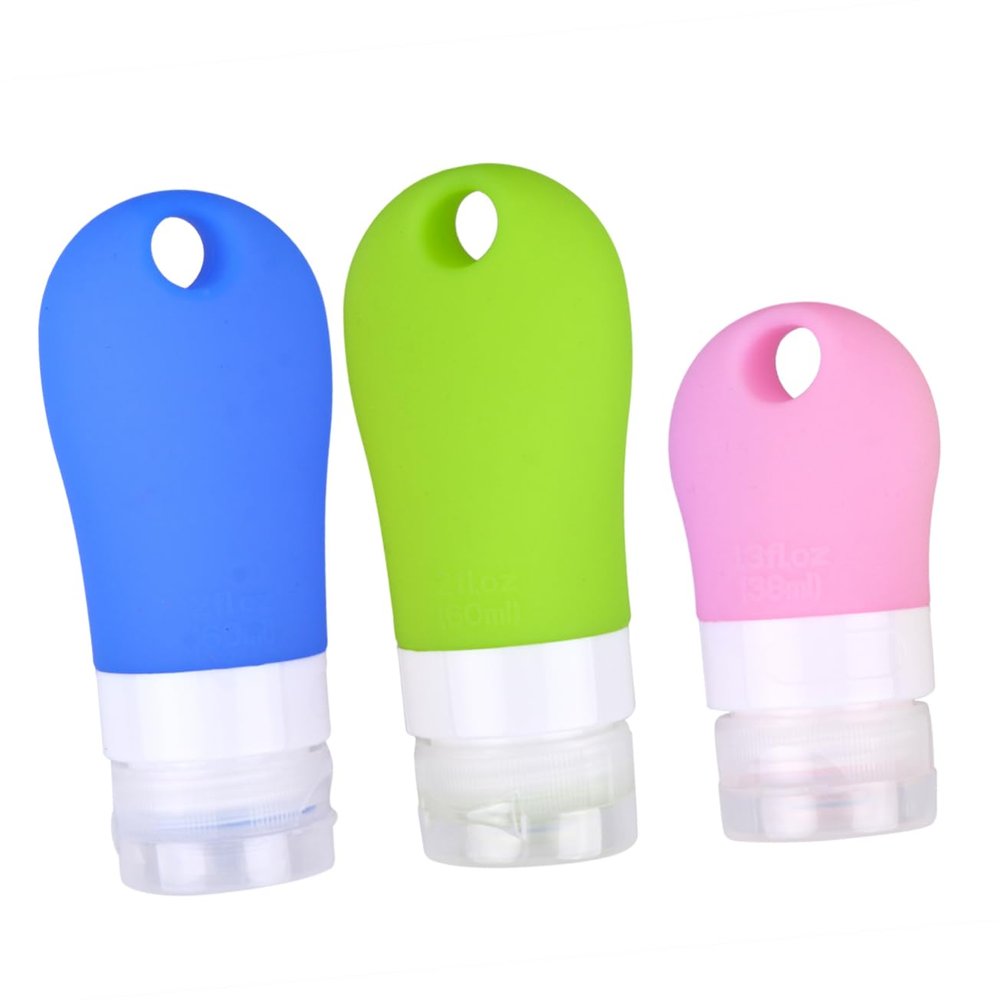 PACKOVE 3pcs Silicone Squeeze Bottles Toiletries Travel Bottles Refillable for Toiletries Travel Perfume Shampoo Conditioner