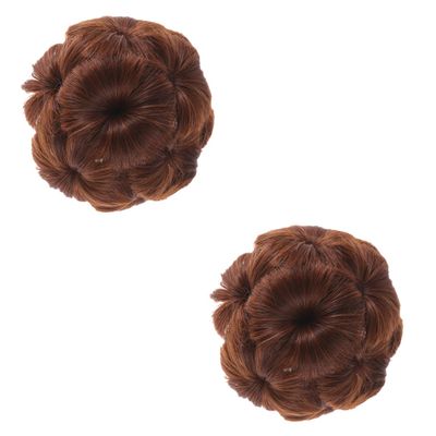 CALLARON 2pcs Flower Hair Claw Clips for Women Easy Wear Chignon Ponytail Extensions Comfortable Synthetic Hairpieces Floral Design in Light Brown