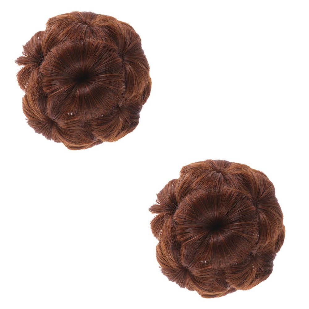 CALLARON 2pcs Flower Hair Claw Clips for Women Easy Wear Chignon Ponytail Extensions Comfortable Synthetic Hairpieces Floral Design in Light Brown