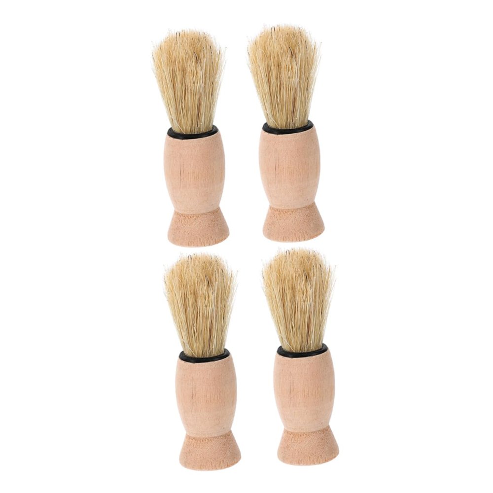 CALLARON 4pcs Men's Beard Brush Soft Bristles and Wooden Handle for Grooming and Cleanup for Home and Barber Shop Use