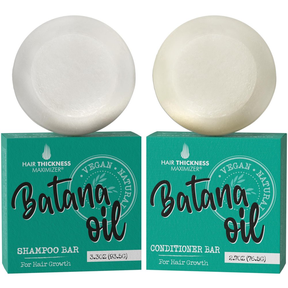 Batana Oil Shampoo and Conditioner Bar Set for Hair Growth. Eco Friendly, Vegan, Color Safe, pH Balanced. 1 Bar Equals 3 Liquid Bottles. USA Made, Strengthening & Dry Hair Relief