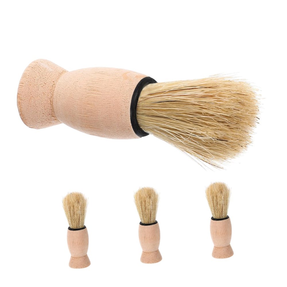 SAFIGLE 4pcs Barber Brush Soft Bristles Wooden Handle Hair Salon Shaving Brush for Men