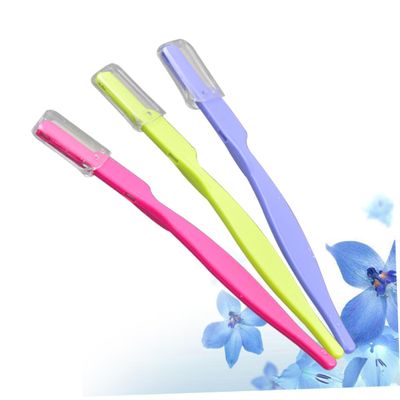 CALLARON 3pcs Stainless Steel Eyebrow Razor Brow Scissors Portable Facial Tool Eyebrow Trimmer for Women Makeup Tool Kit Shaper