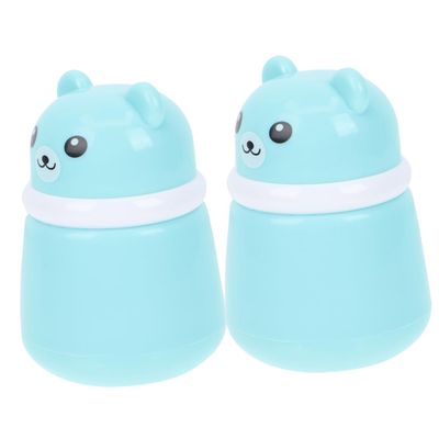PACKOVE 2pcs Cartoon Bear Puff Box Loose Powder Container for Talcum Body Powder Fluffy Design Travel-friendly Easy-open Lid for Use