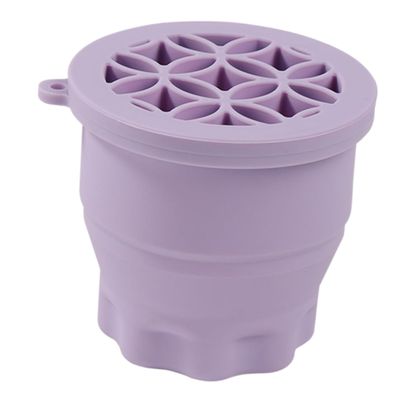 Healeved Folding Makeup Brush Cleaning Cup Covers Brush Make up Makeup Brush Holder Cup Brushes Bowl Gentle Makeup Brush Washer Silicone Brush Scrubber Purple