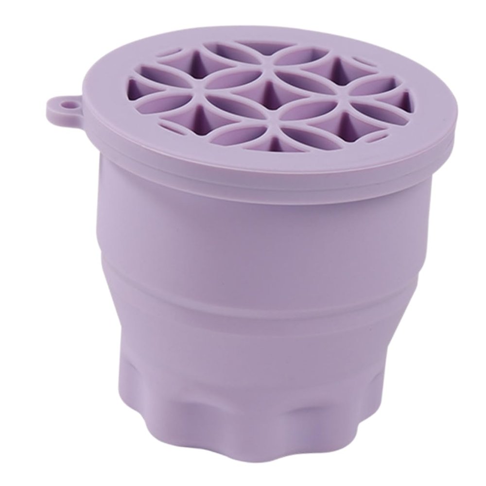 Healeved Folding Makeup Brush Cleaning Cup Covers Brush Make up Makeup Brush Holder Cup Brushes Bowl Gentle Makeup Brush Washer Silicone Brush Scrubber Purple
