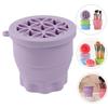 Healeved Folding Makeup Brush Cleaning Cup Covers Brush Make up Makeup Brush Holder Cup Brushes Bowl Gentle Makeup Brush Washer Silicone Brush Scrubber Purple view 4