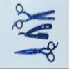 Barber Kit  7.5 Professional Hair Cutting Scissors Set & Thinning Scissors with Razor, Comb & Case | SHARPGLAM BlueBolt  Titanium Cobalt Finish view 2