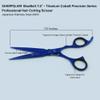 Barber Kit  7.5 Professional Hair Cutting Scissors Set & Thinning Scissors with Razor, Comb & Case | SHARPGLAM BlueBolt  Titanium Cobalt Finish view 4