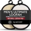 Sturdy Natural Loofah for Men, The Ultimate Men's Loofah Body Scrubber Made with Natural Egyptian Shower luffa Sponge, Bath Shower Sponge lufas for Men - 2 Count (1 Pack) - Black view 1