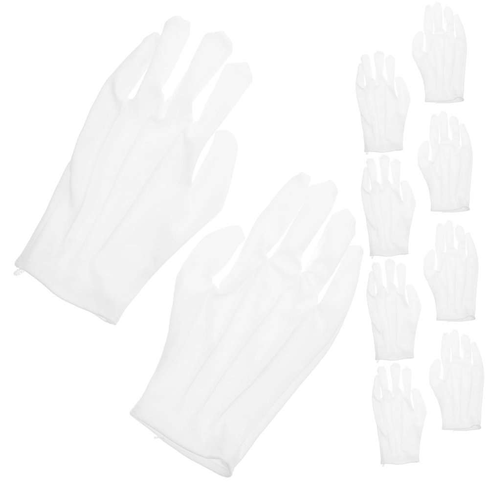 ABOOFAN 10 Pairs - Gloves for Men White Formal Gloves 3 Fingers Breathable for Performance Jewelry Store Handling