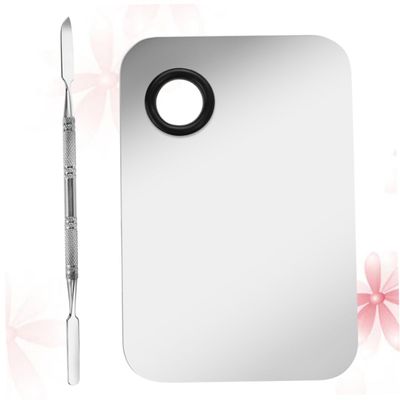 Beaupretty 2sets Stainless Steel Board Makeup Palette Set Nail Art Palette Box Nail Art Supplies for Home Salon
