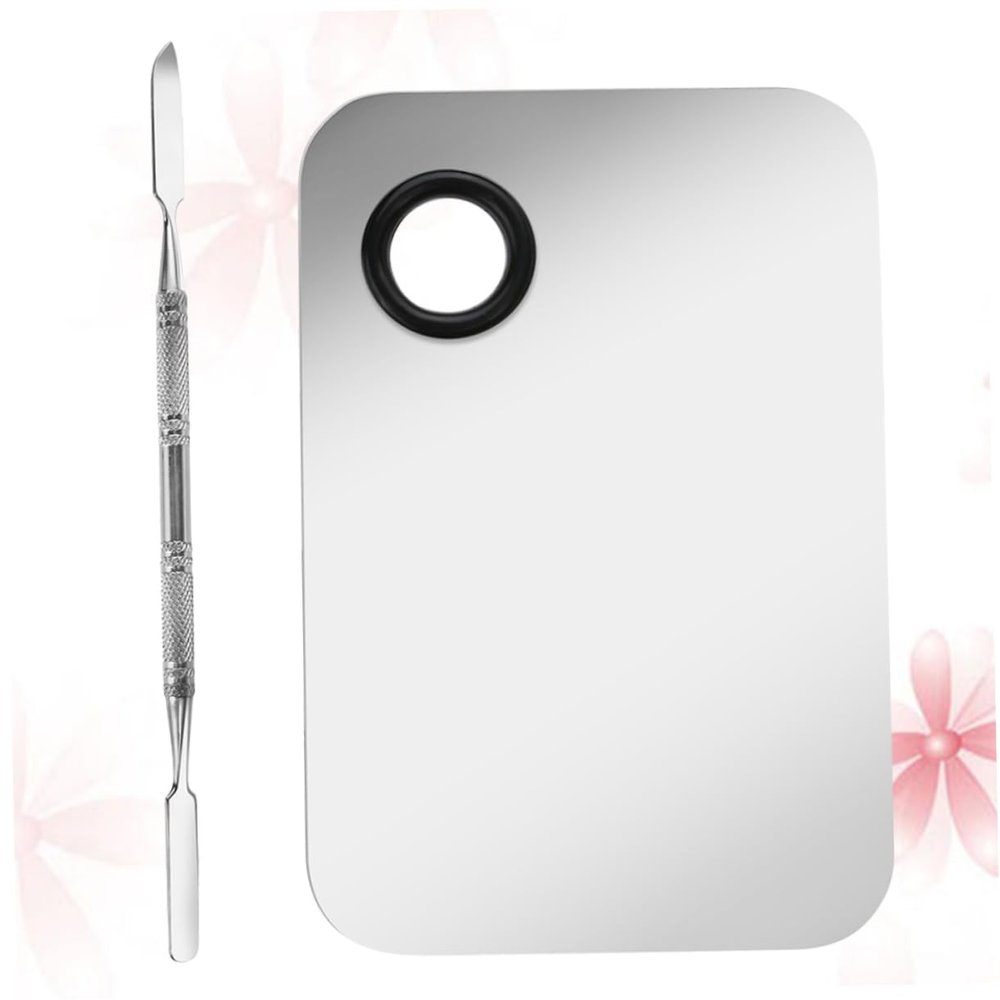 Beaupretty 2sets Stainless Steel Board Makeup Palette Set Nail Art Palette Box Nail Art Supplies for Home Salon