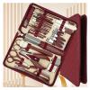 Agnail Clippers 42 Pcs Nail Clipper Kit New Zipper Leather Bag Stainless Toenail Pliers(Brown) view 4