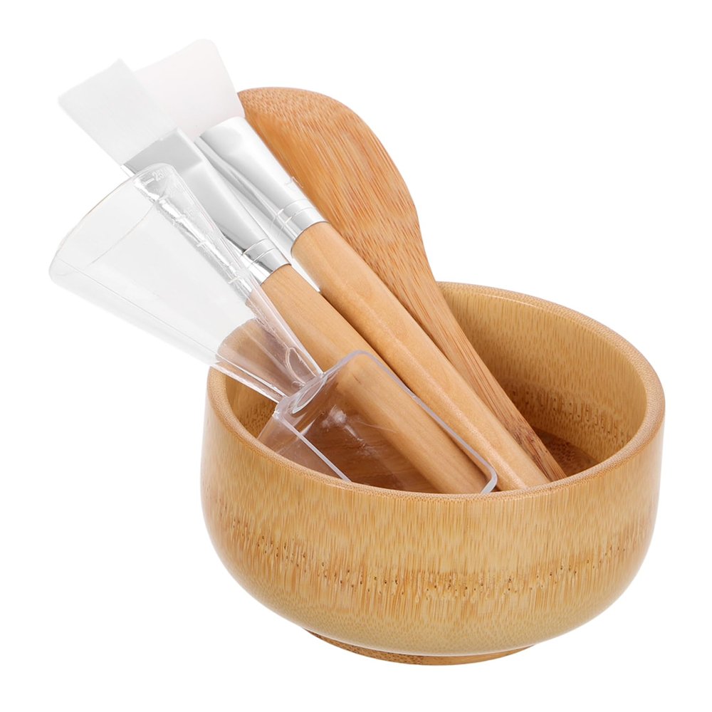 CALLARON 5pcs Facial Mask Bowl Set Brush Mixing Spatula Diy Face Mask Mixing Tool Bamboo Bowl Esthetician Kit