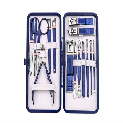 Agnail Clippers 9-19pcs/set Nail Cutter Set Stainless Steel Clippers Set with Folding Bag Manicure Kits Toenail Pliers(Blue 15 pcs)