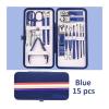 Agnail Clippers 9-19pcs/set Nail Cutter Set Stainless Steel Clippers Set with Folding Bag Manicure Kits Toenail Pliers(Blue 15 pcs) view 2