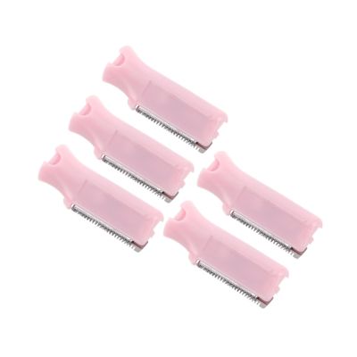SAFIGLE 5pcs Eyebrow Trimmer Replacement Blades Compatible Refills for Facial Hair Removal Stainless Steel Convenient Travel Pink