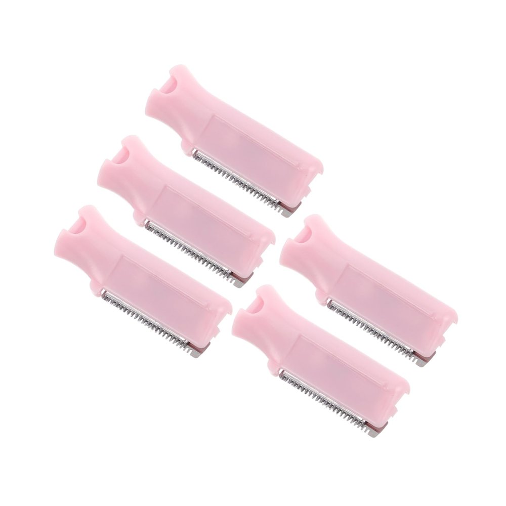 SAFIGLE 5pcs Eyebrow Trimmer Replacement Blades Compatible Refills for Facial Hair Removal Stainless Steel Convenient Travel Pink