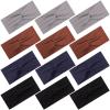 12 Pcs Stretchy Headbands for Women, Absorbed Sport Headband Soft Twist Knotted Hairbands for Daily Life Yoga Workout(Black/Dark blue/Brown/Grey) view 1
