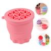 Healeved Makeup Brush Cleaner Mat Makeup Brush Cleaning Bowl Over The Sink Dish Drying Rack Rinse Makeup Brush Cleaning Mat Scrubber Lid Makeup Sponge Cleaner Machine Gloss Pink view 4