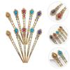 CALLARON 10pcs Chinese Hair Stick Pin Rhinestone Hair Sticks for Long Styling Accessories view 2